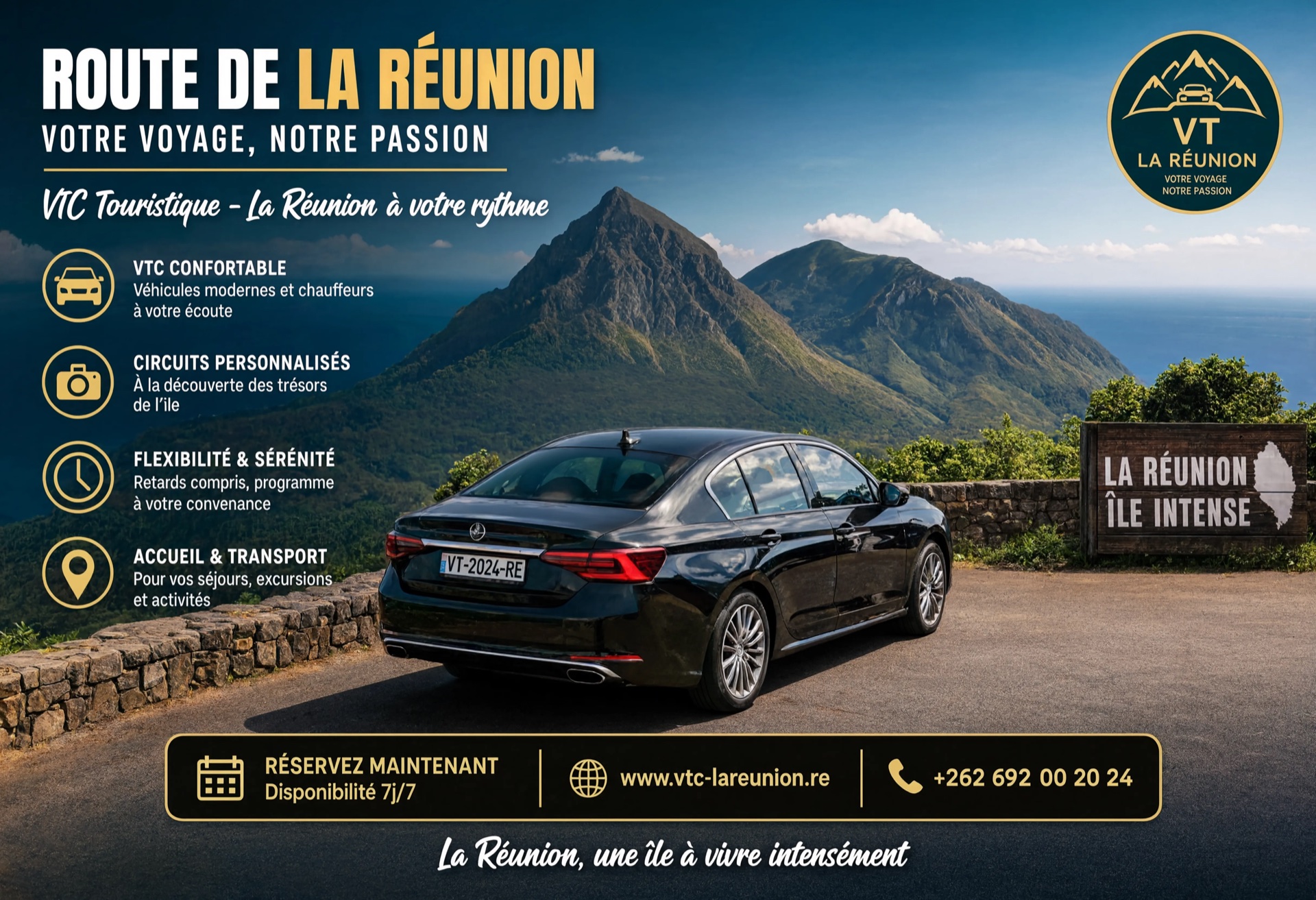 Route de La Réunion pour service VTC touristique